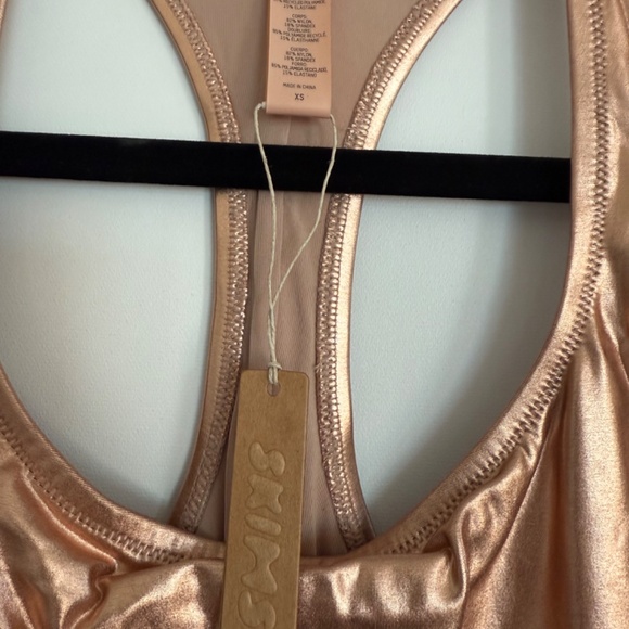 Skims Metallic Swim Cycle Suit Copper/Gold XS - Picture 4 of 5